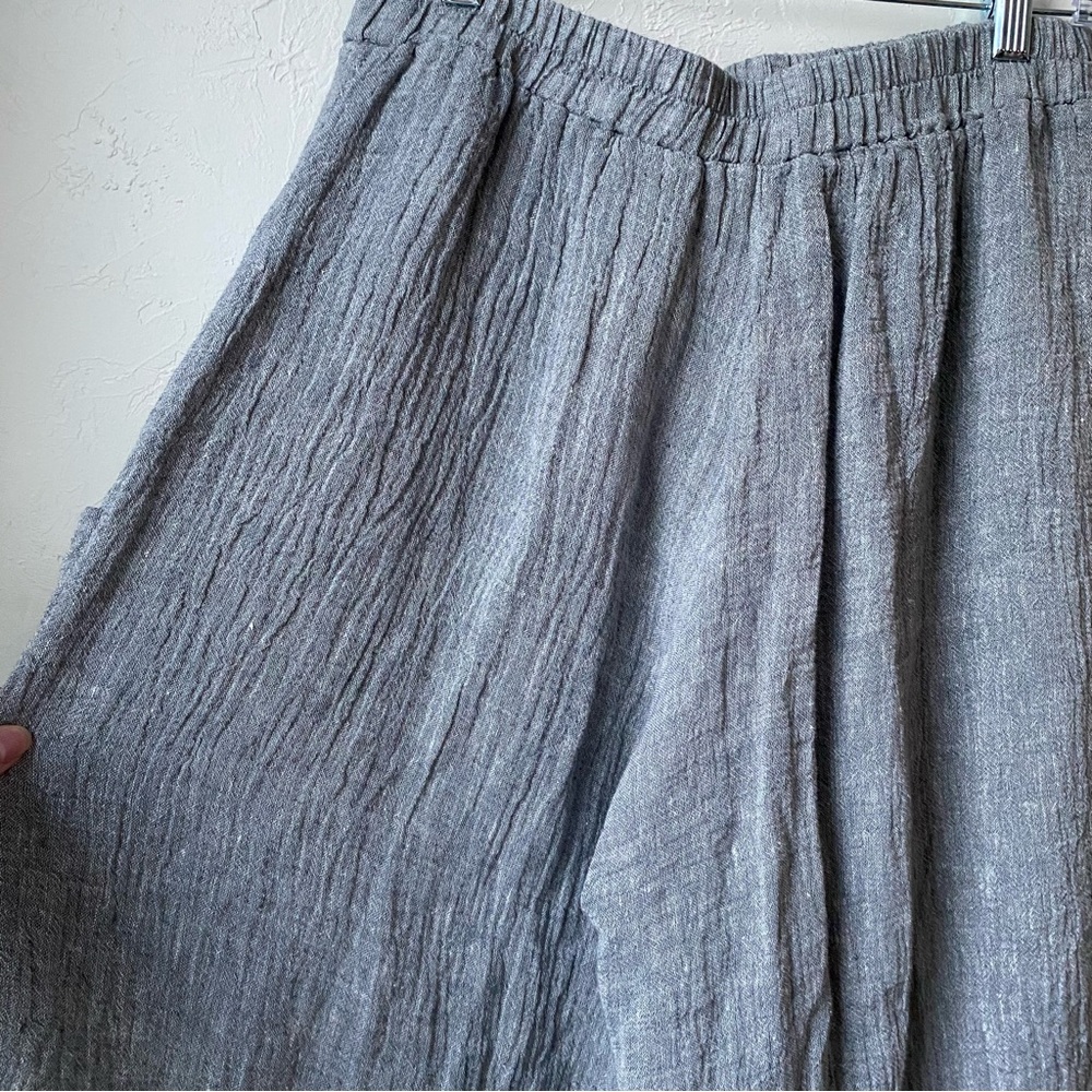 Luukaa Boho Lagenlook Gray Linen Wide Leg Trouser - Picture 7 of 9